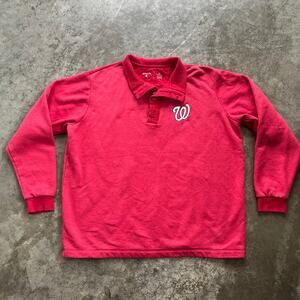 Antigua MLB Washington Nationals 1/4 Button Zip Pullover Sweatshirt Red XL